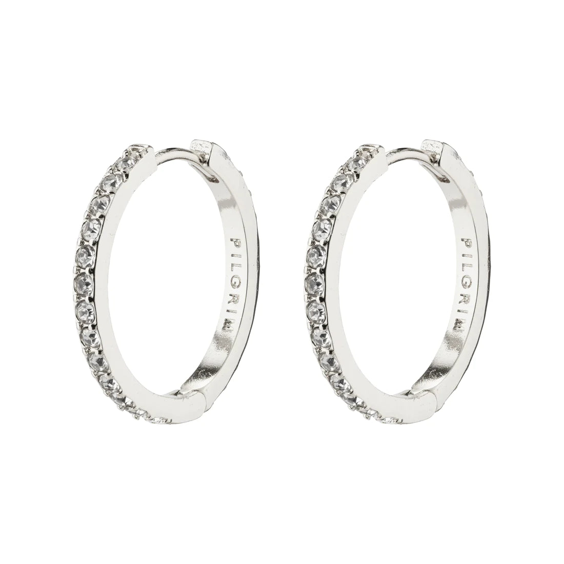 Pilgrim | Ebna Medium Crystal Hoops - Silver Plated